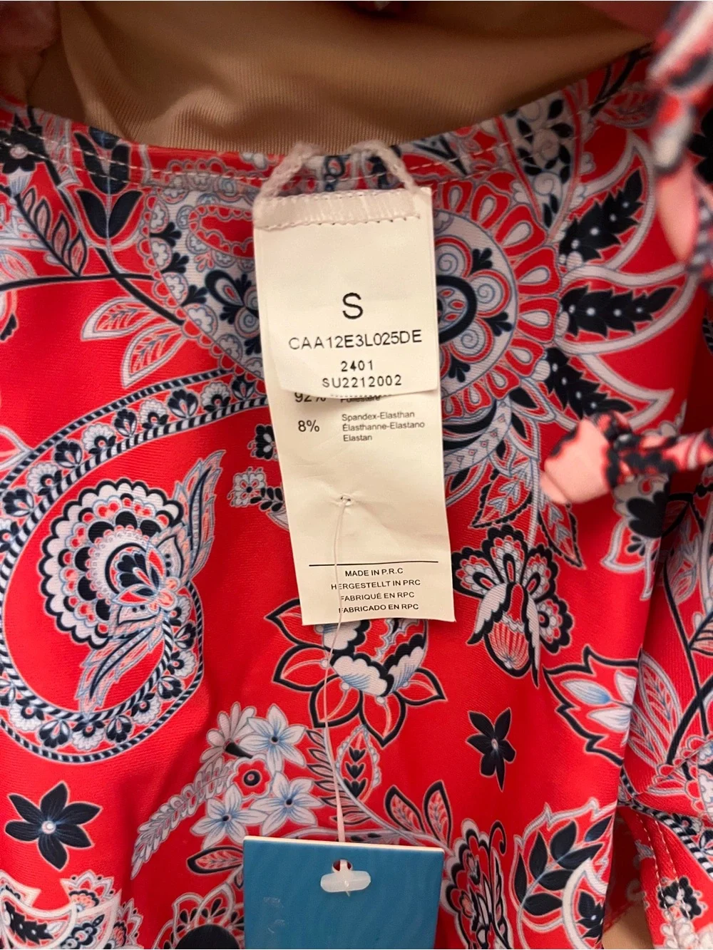 NWT Cupshe Colorblock Paisley One-Piece Swimsuit Women's Size Small